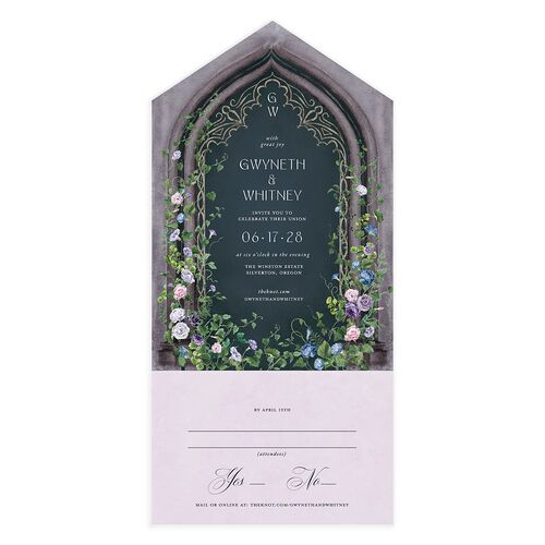 Fairytale Garden All-in-One Wedding Invitations Regency Signature Light Both Recipient and Return Addresses No