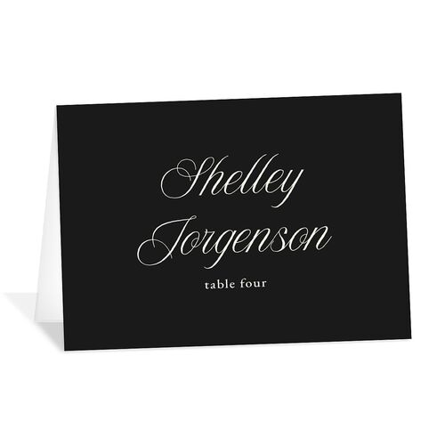 Elegant Oval Monogram Place Cards Charcoal Signature