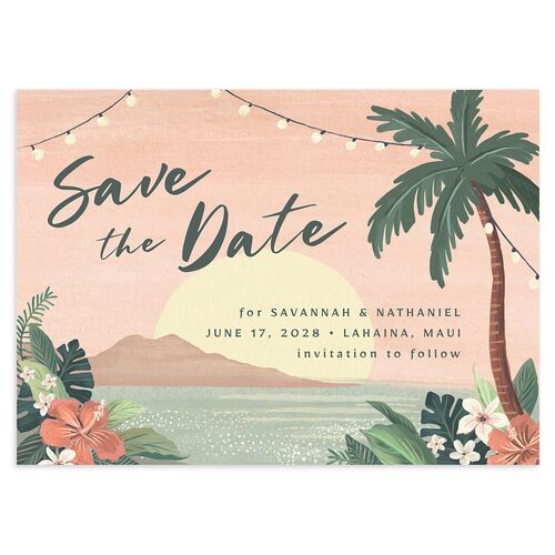 Vintage Hawaiian Island Save The Date Cards Eucalyptus Signature smooth Blank No Standard