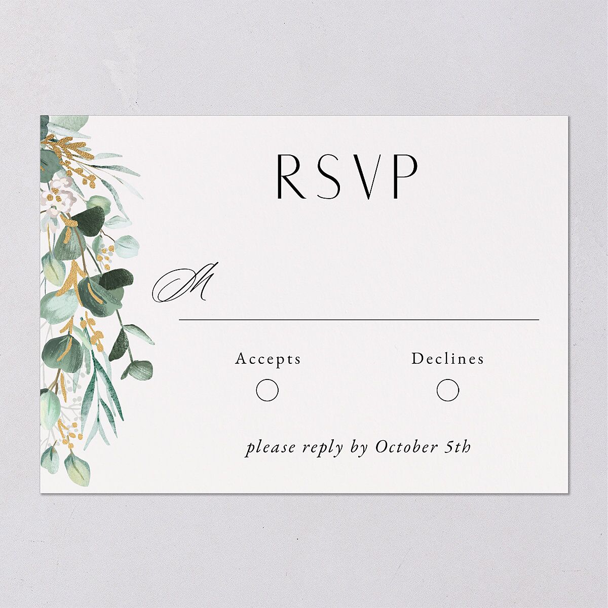 Timeless Hoop Wedding Response Cards Gold Pure White Signature Standard