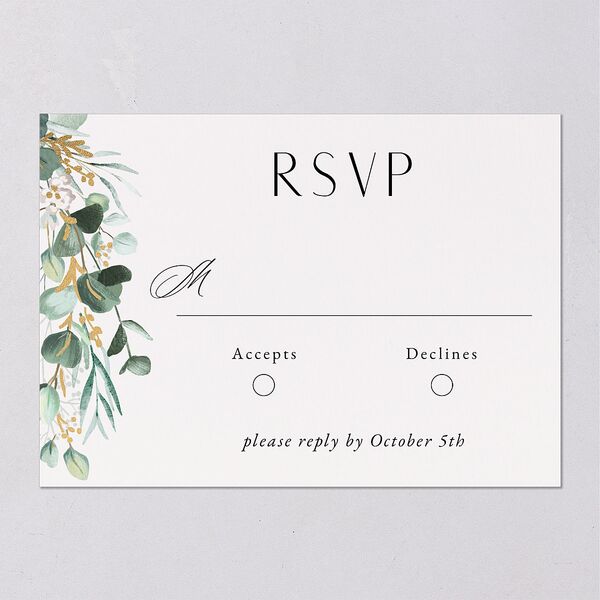 Timeless Hoop Wedding Response Cards Gold Pure White Signature Standard