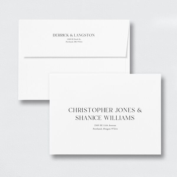 Manhattan Wedding Invitation Envelopes White Standard Pure White Both Recipient and Return Addresses Signature