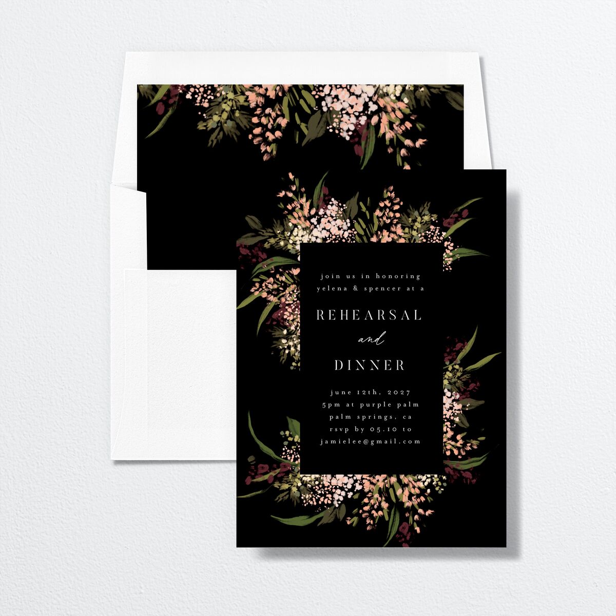 Moody Romance Rehearsal Dinner Invitations Midnight Signature