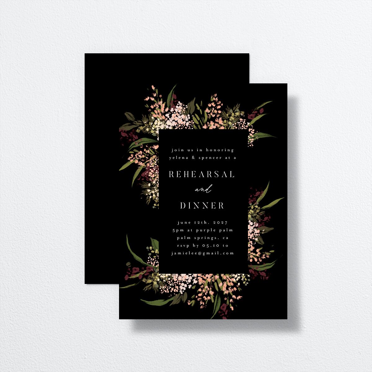 Moody Romance Rehearsal Dinner Invitations Midnight Signature