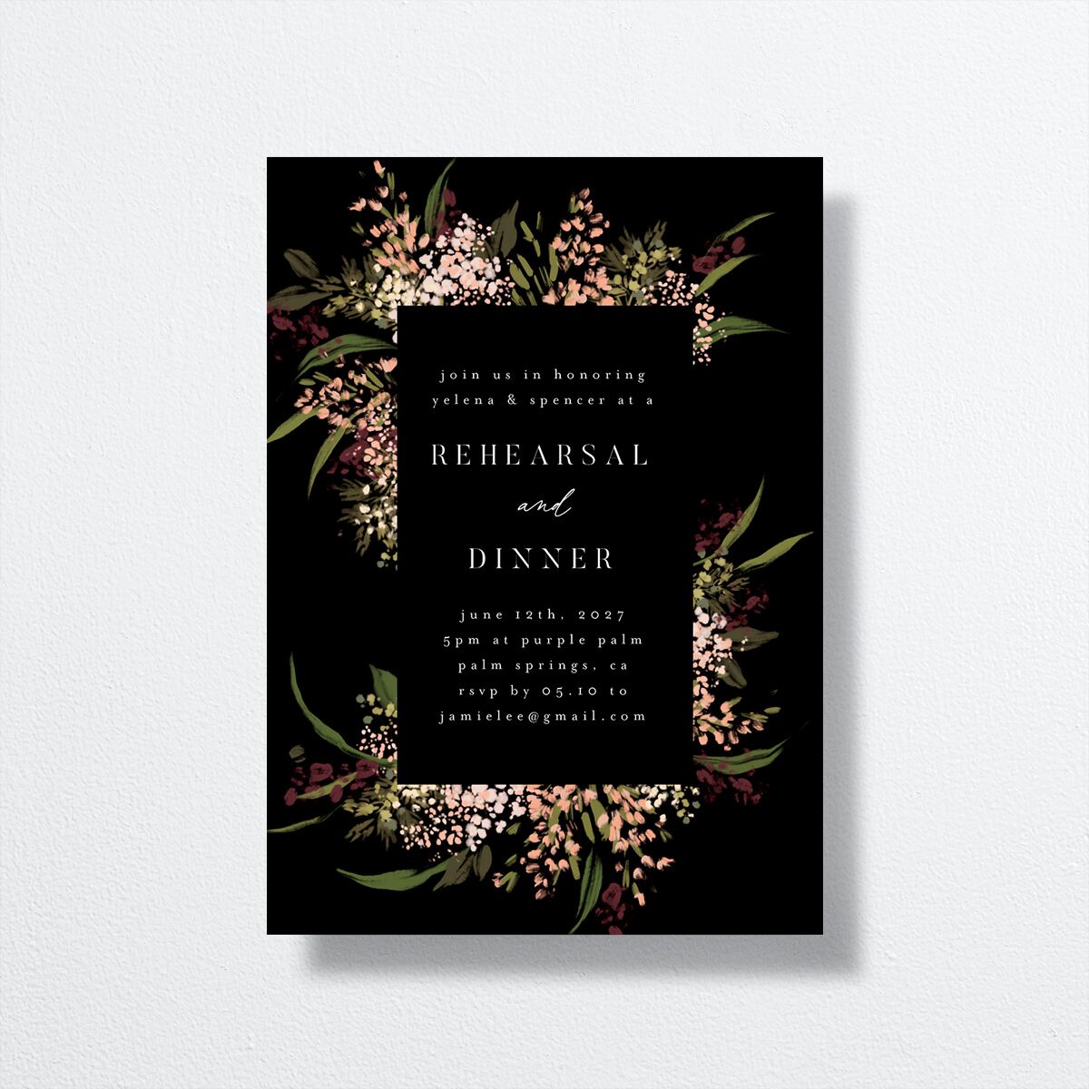 Moody Romance Rehearsal Dinner Invitations Midnight Signature