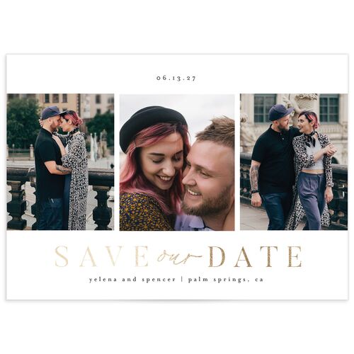 Moody Romance Save the Date Cards Gold Midnight Signature smooth No