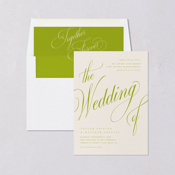 Modern Wedding Of Calligraphy Envelope Liners Chartreuse Standard