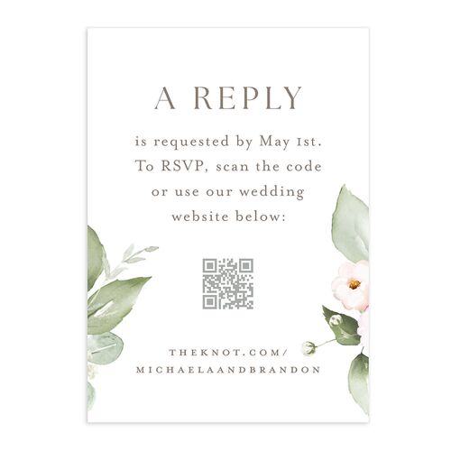 Elegant Peonies and Hydrangeas QR Code RSVP Cards Rose Pink Signature Standard