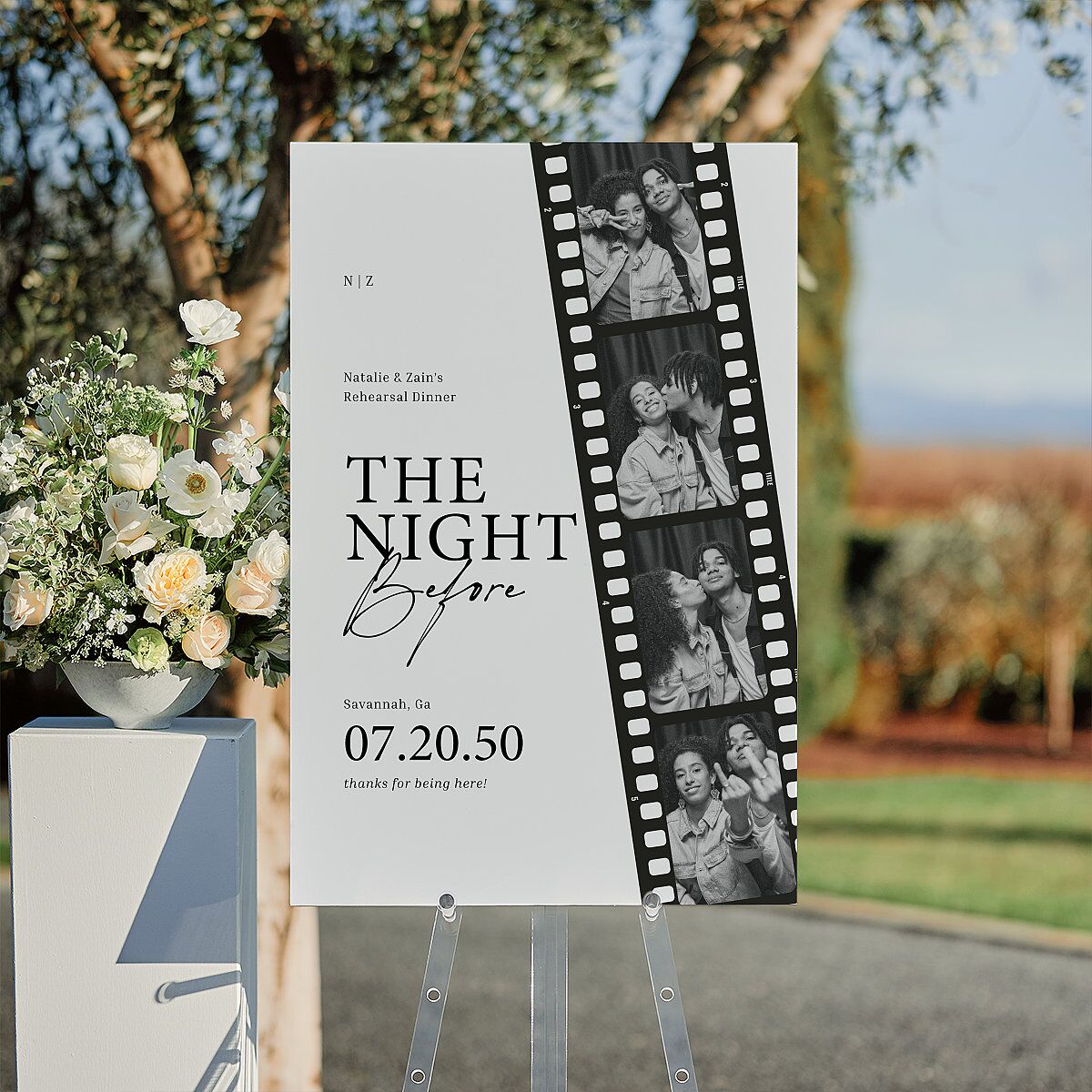 The Night Before Vintage Film Reel Photo Strip Standard Welcome Sign Large Pure White Standard Indoor Foam Core L Welcome