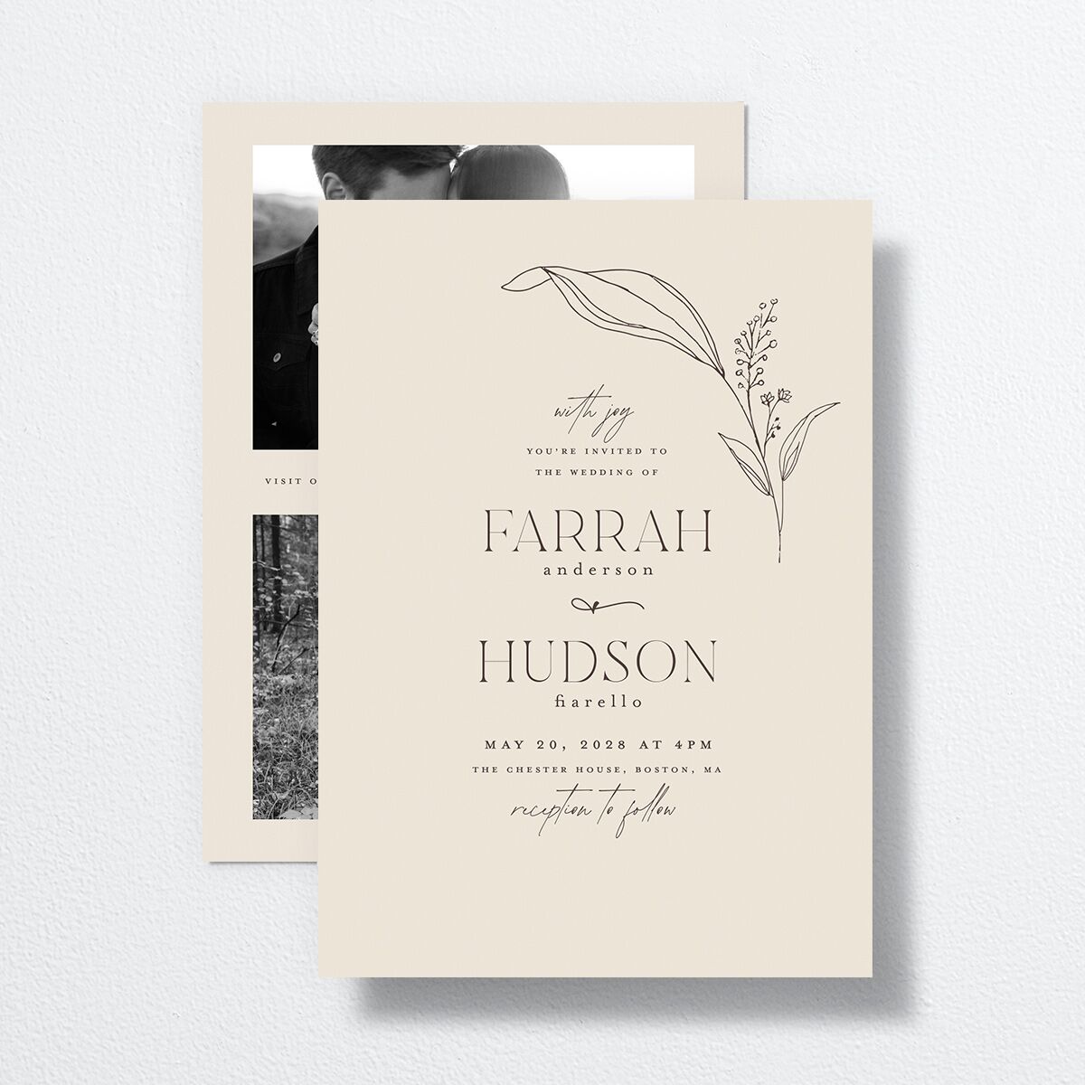 Accent Leaf Wedding Invitations Linen Signature No Standard