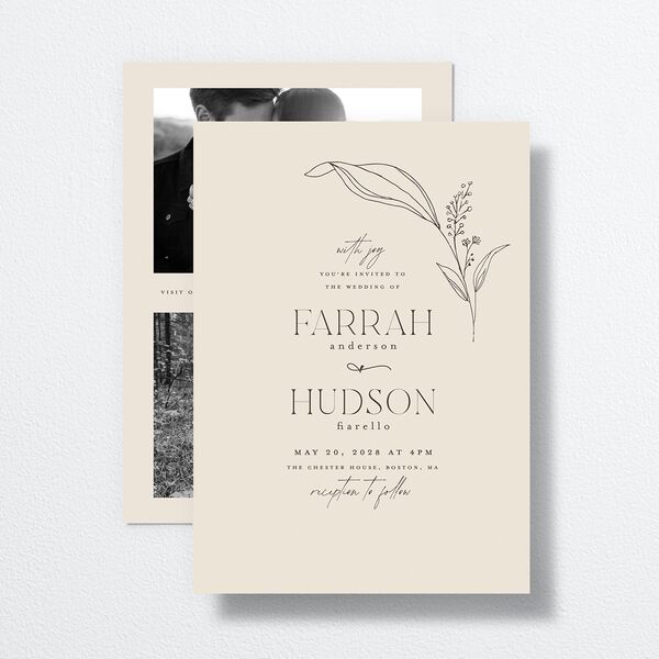Accent Leaf Wedding Invitations Linen Signature No Standard