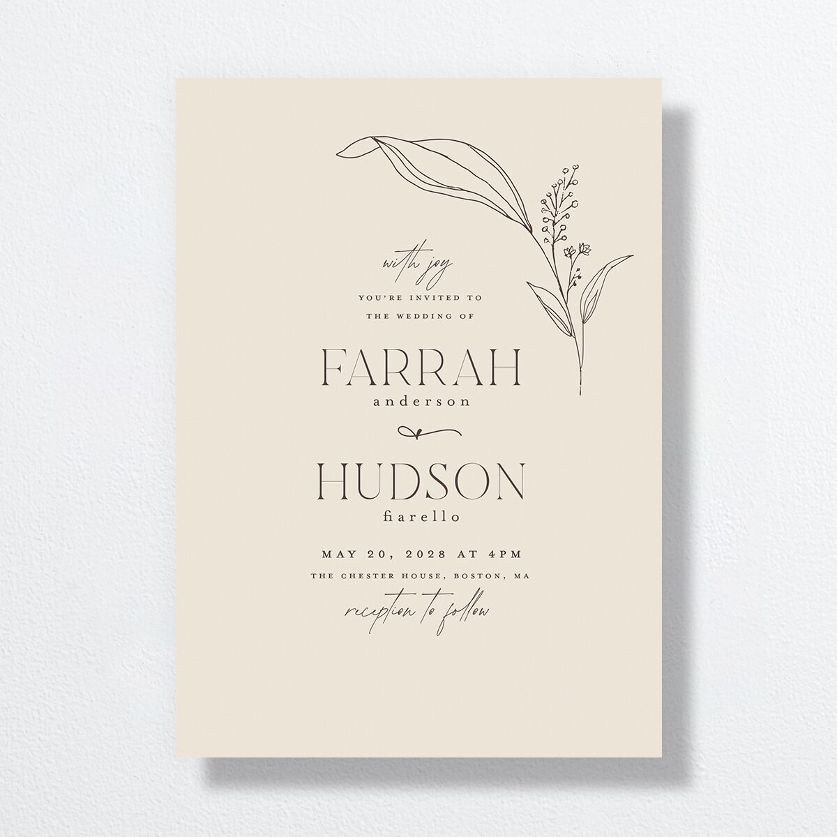 Accent Leaf Wedding Invitations Linen Signature No Standard