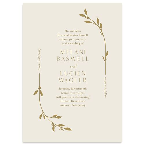 Gilded Sprigs Wedding Invitations Biscotti Signature Blank No Standard