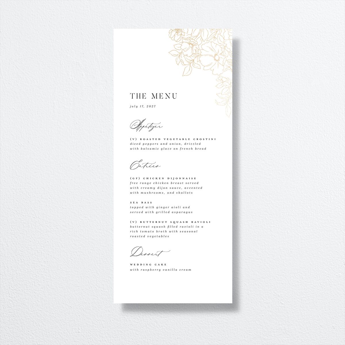 Gilded Florals Menus Gold Blossom Signature