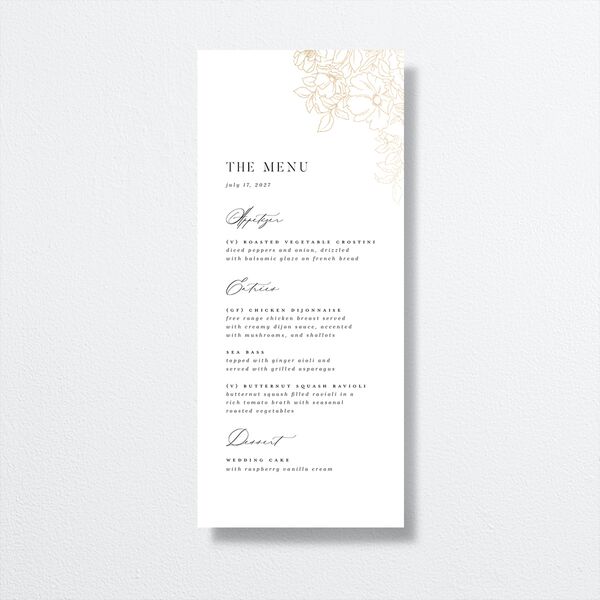 Gilded Florals Menus Gold Blossom Signature