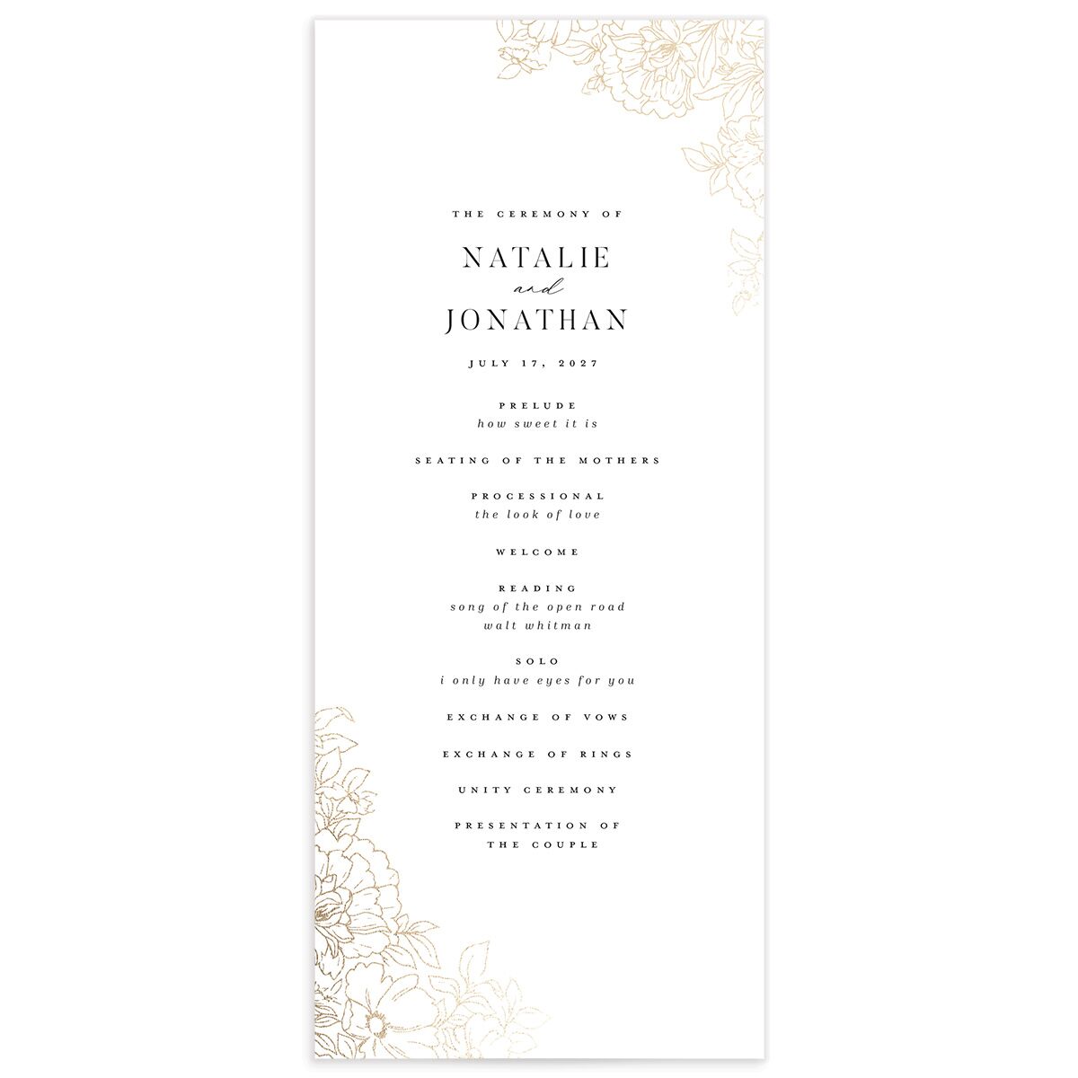 Gilded Florals Wedding Programs