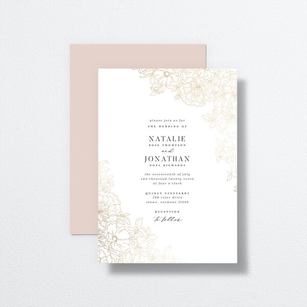 Gilded Florals Wedding Invitations front-and-back
