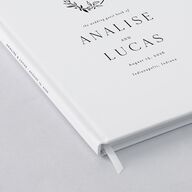 Monogram Leaves Wedding Guest Book Charcoal