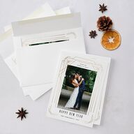 Gilded New Years Holiday Cards Gold Pure White Signature Blank Portrait  Standard