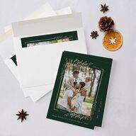 Exquisite Holiday Holiday Cards Gold Dark Green Signature Blank Portrait  Standard