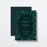 Moonlit Garden Rehearsal Dinner Invitations Dark Green Signature