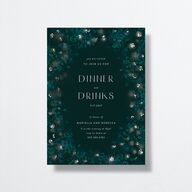 Moonlit Garden Rehearsal Dinner Invitations Dark Green Signature