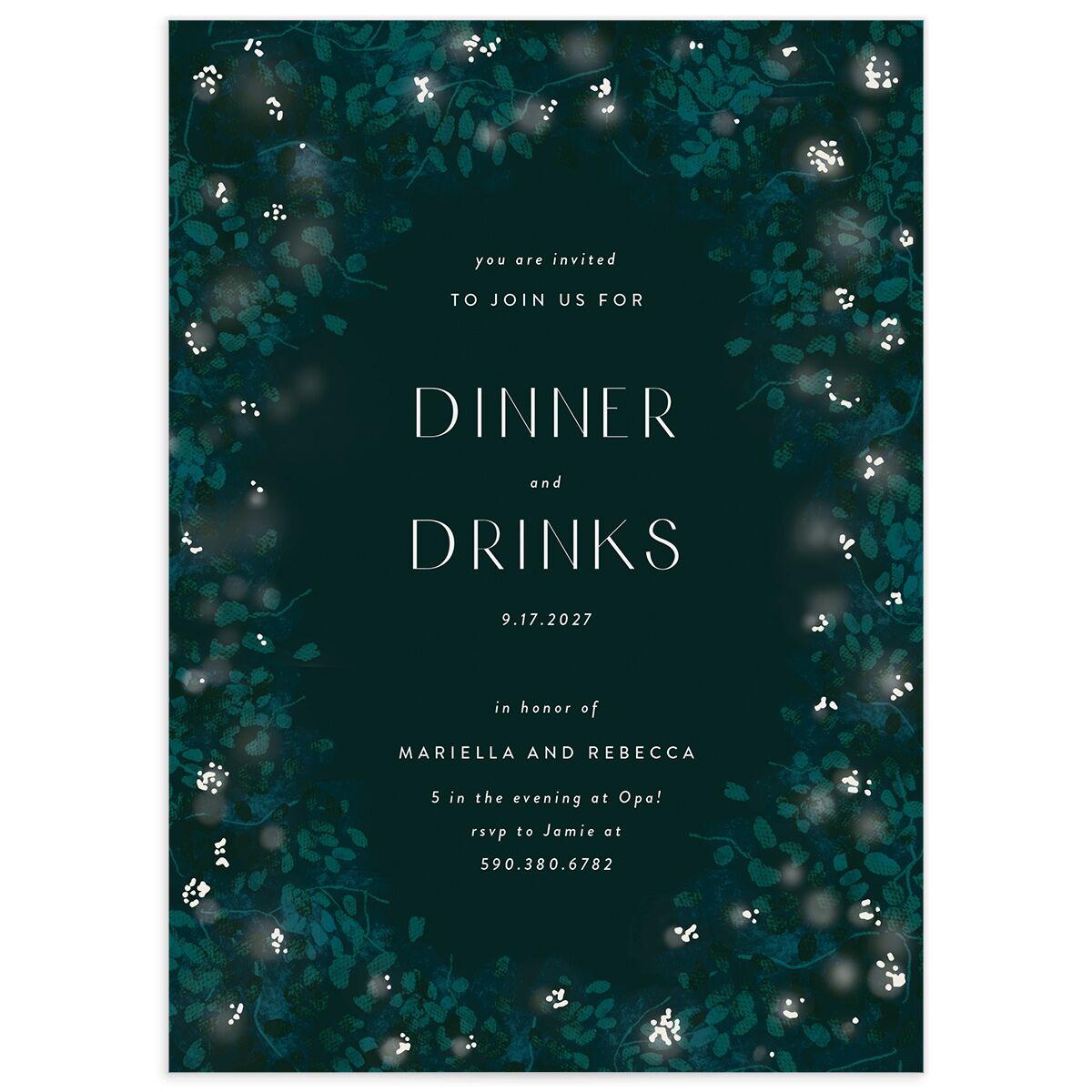 Moonlit Garden Rehearsal Dinner Invitations