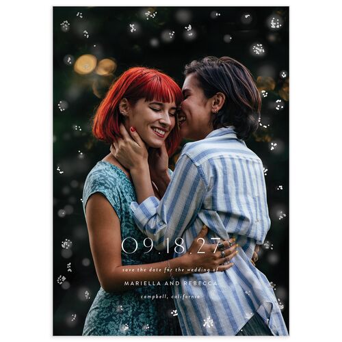 Moonlit Garden Save the Date Cards Silver Dark Green Signature smooth No