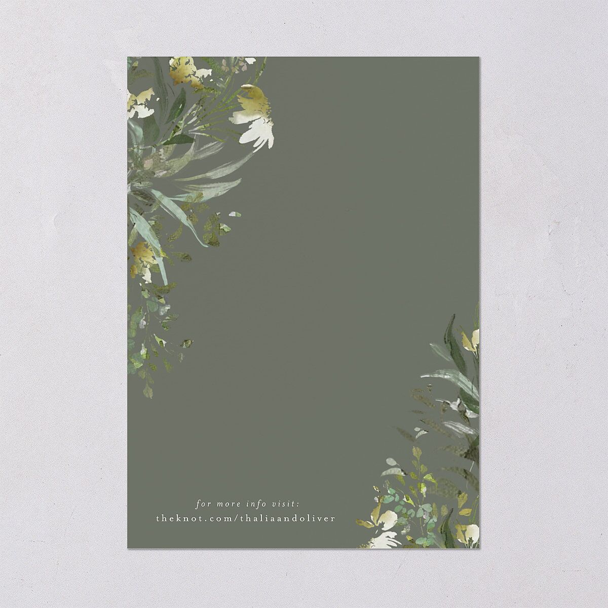 Gilded Greenery Save The Date Cards Gold Deep Olive Signature smooth Blank No Standard