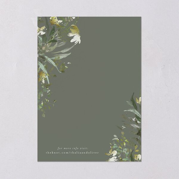 Gilded Greenery Save The Date Cards Gold Deep Olive Signature smooth Blank No Standard