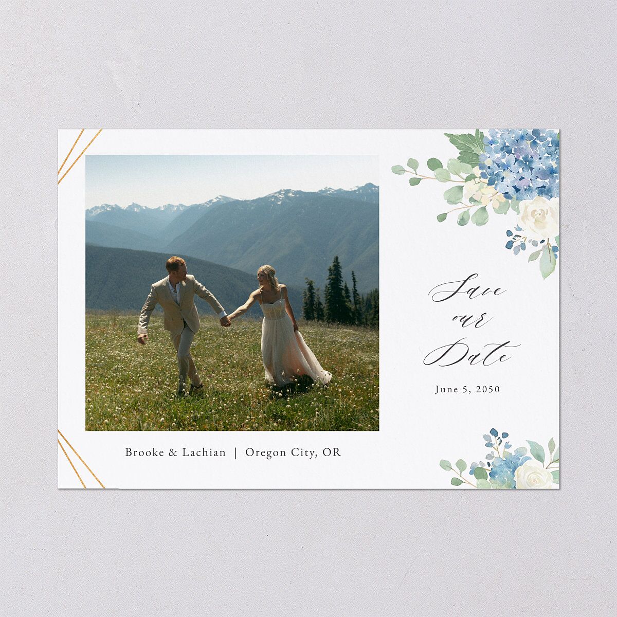 Elegant Hydrangea Save The Date Cards — view 2