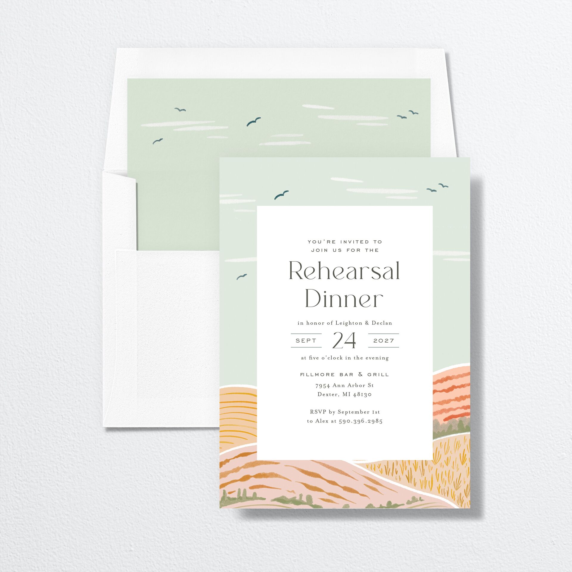 Rolling Hills Rehearsal Dinner Invitations — view 4