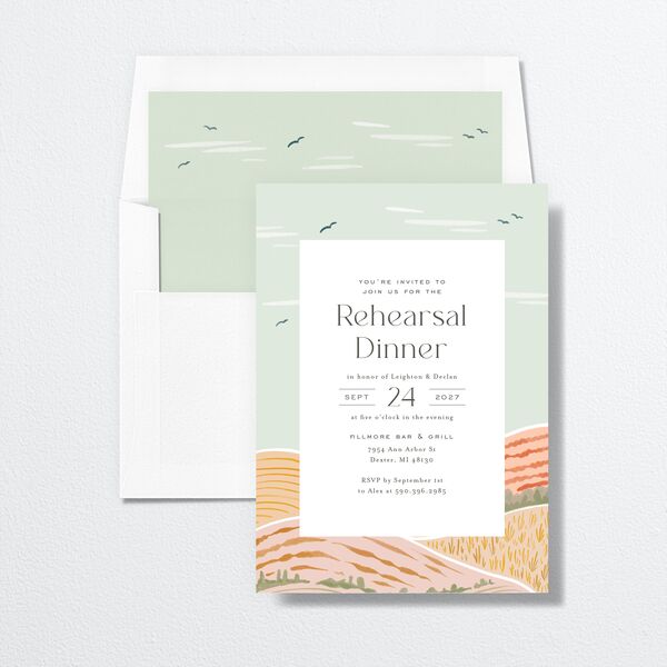 Rolling Hills Rehearsal Dinner Invitations Golden Green Signature