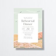 Rolling Hills Rehearsal Dinner Invitations Golden Green Signature