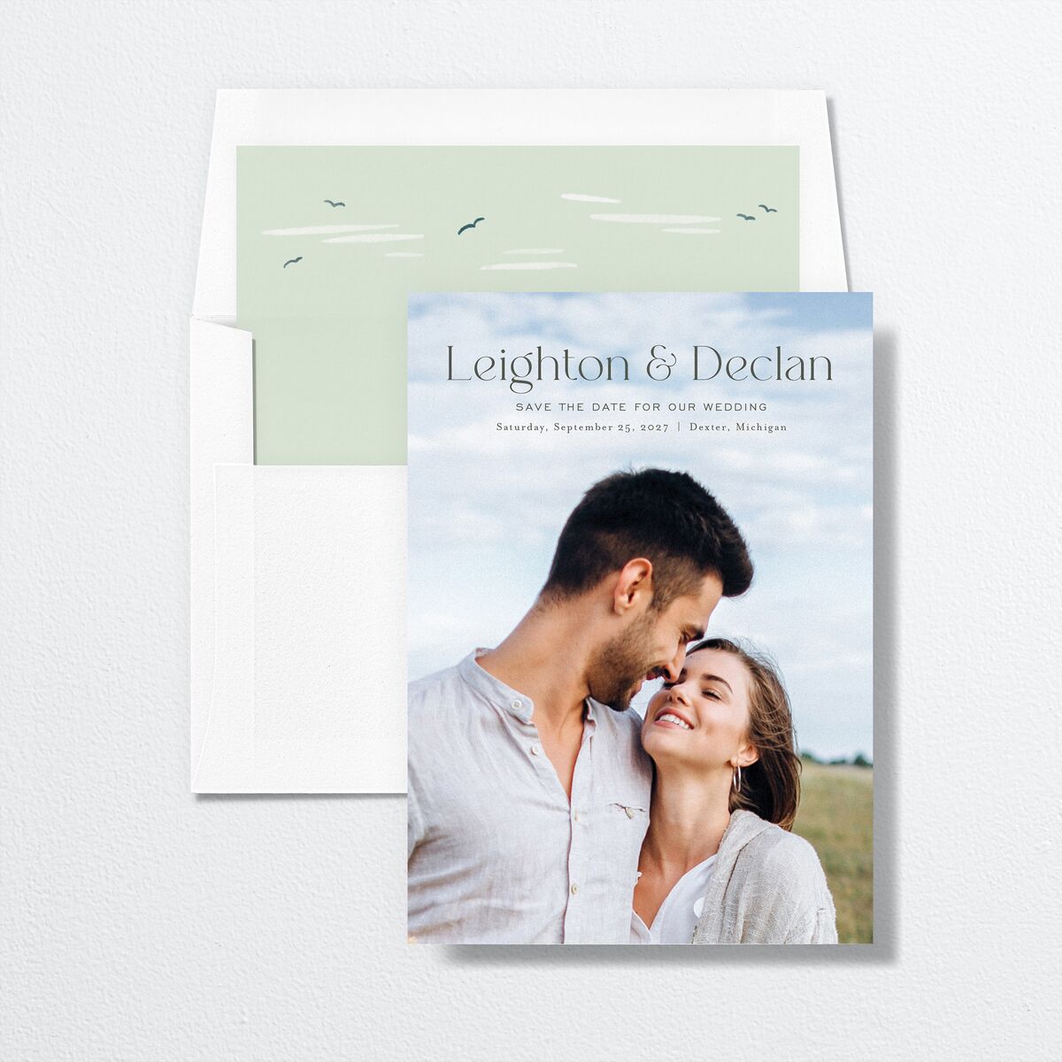 Rolling Hills Save the Date Cards Golden Green Signature smooth No