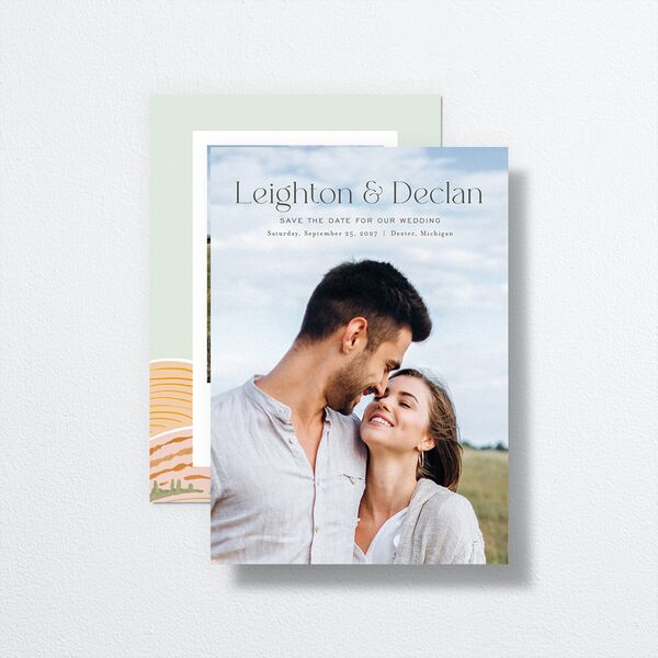 Rolling Hills Save the Date Cards Golden Green Signature smooth No