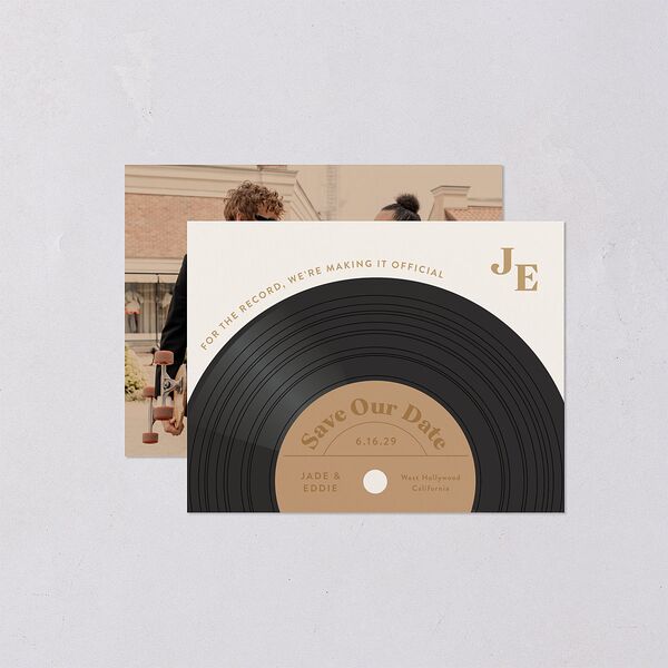 Music Lovers Save the Date Petite Cards Tan Signature smooth Blank No Standard