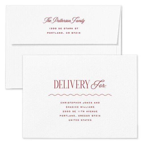 Most Wonderful Greeting Holiday Card Envelopes White Maroon Both Recipient and Return Addresses Standard Signature