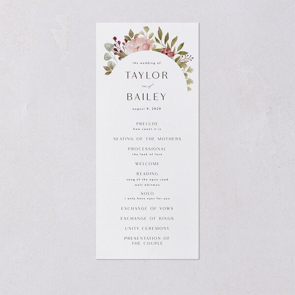Lush Arch Wedding Programs Pink Cotton Signature
