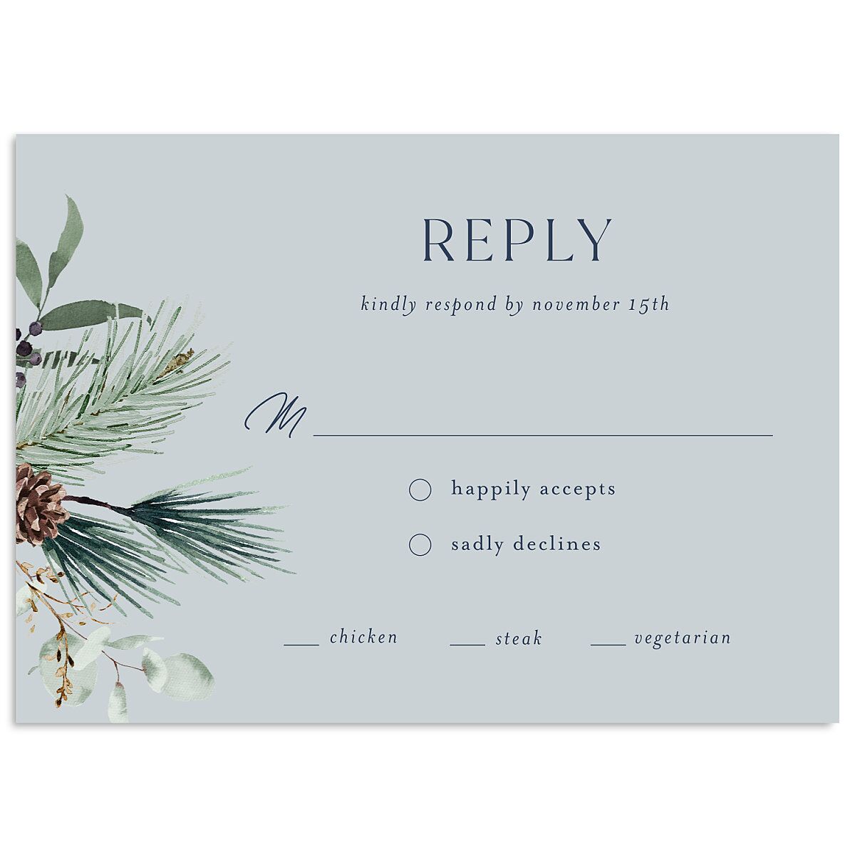 Rustic Pine Wedding Response Cards