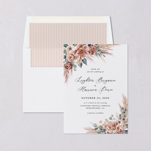 Pampas and Eucalyptus Floral Envelope Liners Desert Rose Standard