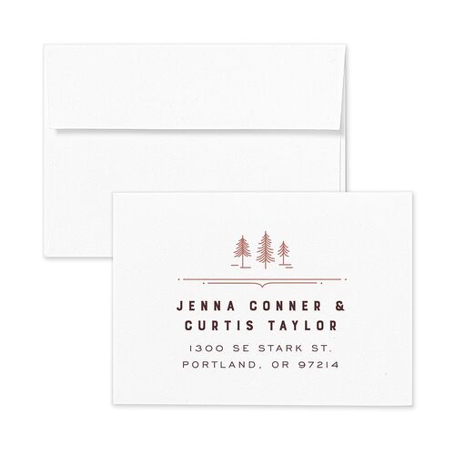 Iconic Mountain Response Card Envelopes White Burgundy Return Address Signature Standard
