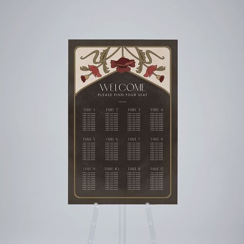 Vintage Nouveau Floral Standard Seating Chart Large Merlot Standard Outdoor Corrugated L Seating