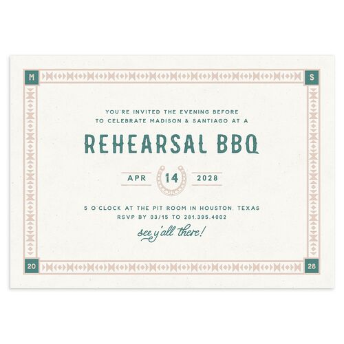 Hitched in Texas Rehearsal Dinner Invitations Sky Signature Blank Standard
