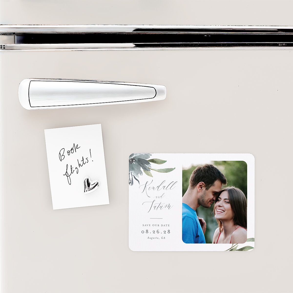 Muted Floral Save The Date Magnets Dusty Blue Magnet Paper