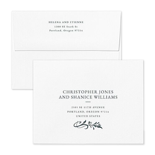 Nouveau Frame Thank You Card Envelopes White Dark Night Both Recipient and Return Addresses Signature Standard