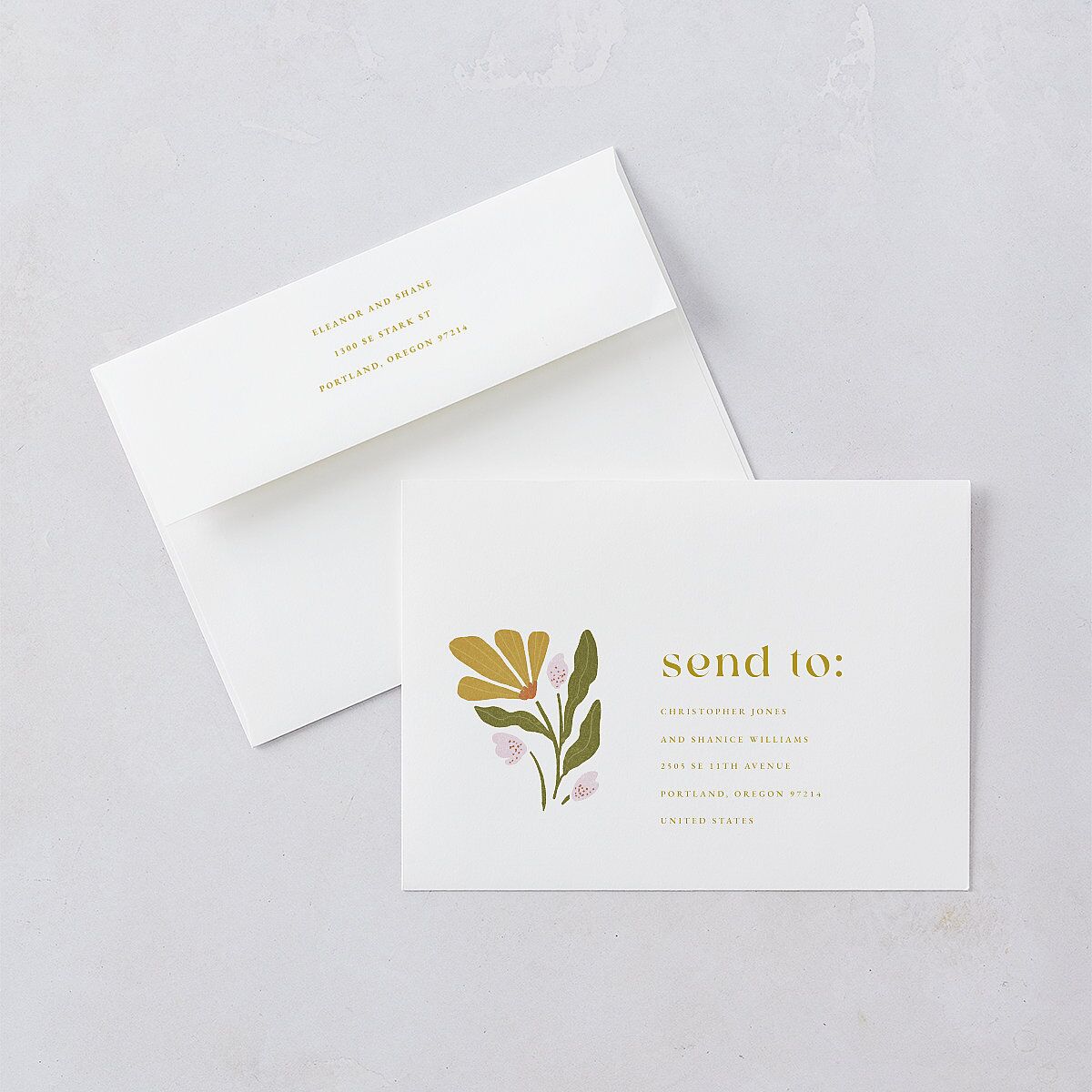 Flower Market Wedding Invitations Gold Signature Blank No Standard