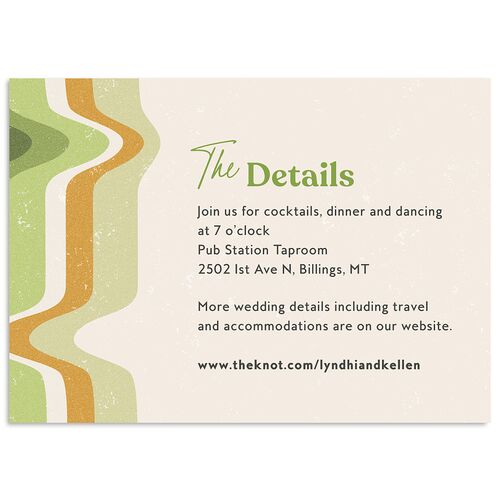 Groovy Lines Wedding Event Detail Cards Greenery Signature Standard