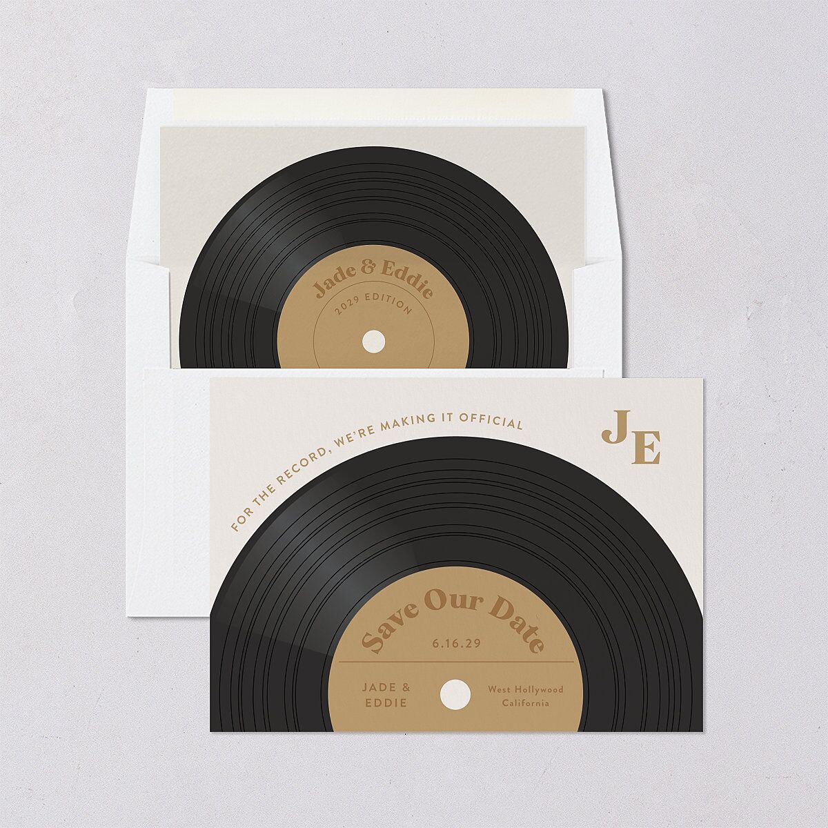Music Lovers Save the Date Cards Tan Signature smooth Blank No Standard