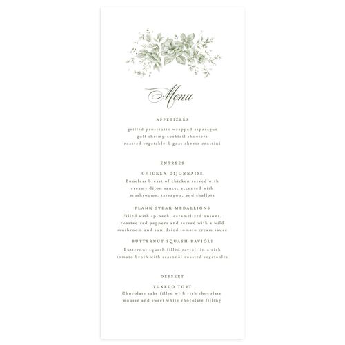 Vintage Florals Menus Deep Olive Signature